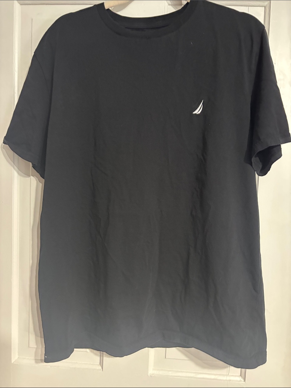 Nautica Black Short Sleeve Crew Neck Tee with White Sail Logo